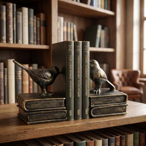 Dosker Bird Decorative Book Ends for Shelves (Retro Bronze) - Image 5
