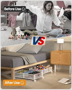 Under Bed Organizer, Storage Bins Under Bed, 60L Underbed Storage Bins for Bedroom Clothes Shoes Blankets (White, 4 Pack) - Image 5