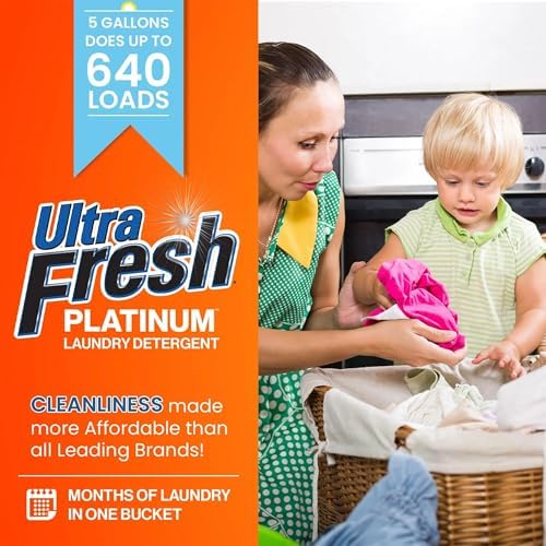Ultra Fresh 6X Platinum Laundry Detergent, Up to 640 Loads, Bleach Alt, 5 Gallon Bundled with Platinum 6X Laundry Detergent Sheets with Fresh Scent - Image 5