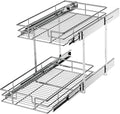 LOVMOR 2 Tier Individual Pull Out Cabinet Organizer 11"W x 21"D, Slide Out Kitchen Cabinet Storage Sliding Shelves by LOVMOR