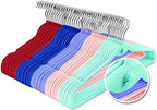 Multi-Color Premium Velvet Hangers with Mini Hooks, Pack of 50, Non Slip, Space Saving Cascading Clothes Hangers, 5 Colors, Pink, Lavender, Navy Blue, Red Burgundy and Mint Green by HozyFrozy