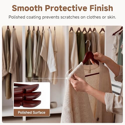 StorageWorks Wooden Coat Hangers, 30 Pack Wood Clothes Hanger for Closet - Image 5