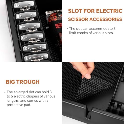 Barber Clippers Station, 15 x 11.8 x 4.3 inch Removable Tray Featuring Dedicated Clippers & Guards Slots and Scissor Razor Slots, for Barber&Salon and Home Stylist Accessories Station Organizer - Image 6