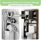 Over The Toilet Storage Cabinet with 7 Shelves, Imitation Walnut Grain Above Toilet Bathroom Organizer with Toilet Paper Holder Stand, Space Saver for Restroom, Laundry, Bathroom (Espresso) - Image 5