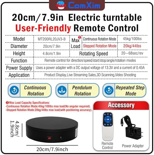 Remote Motorized Electric Turntable Rotating Display Stand Spinning Rotating Platform 360 Photography Turntable lazy susan base giratoria para for Photography,Display,3D Scan,Exhibition rotating table - Image 2