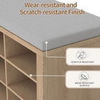 Shoe Rack Bench, Shoe Storage Bench with Cushion, Shoe Organizer 16 Cubbies for Entryway Hallway Bedroom Living Room, Holds Up to 400lbs - Image 6