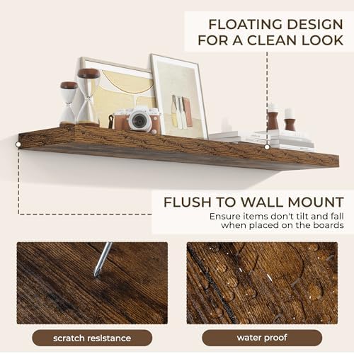 RICHFOCUS Long Floating Shelves for Wall 1Pack|Rustic Brown|55" Lx8 D - Image 5