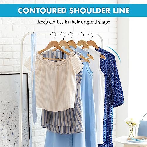 JS HANGER Wooden Hangers 30 Pack, Natural Wood Suit Hangers with Non Slip Shoulder Grooves, Clothes Hangers for Coats, Shirts, Jackets, Pants, Suits - Image 2