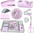 Purple Office Desk Accessories Set, Complete Supplies Kit with Organizer by Unknown