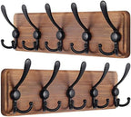 SKOLOO Rustic Wall Mounted Coat Rack: 16" Stud Spacing, Pine Real Wood Plank Wall Coat Rack with 5 Triple Hooks, Farmhouse Coat Hanger Wall Mount for Hanging Backpack Jacket Coat Hat,Pack of 2 by SKOLOO