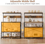SUPERJARE Bakers Rack with Power Outlets, Microwave Stand, 39.4 X 14.3 Inch Larger Desktop, Kitchen Storage Rack with Adjustable Middle Shelf, 6 S-Shaped Hooks, Coffee Bar Stand, Rustic Brown - Image 5