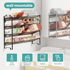 Simple Trending 2 Pack 4 Tier Spice Rack Organizer, Stackable Kitchen Counter Shelves, for Cabinet, Countertop, Pantry, Door or Wall Mount, Metal Mesh, Jars not Included, Black - Image 6