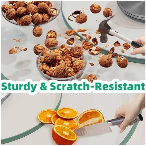 Lazy Susan 30.7 inch Glass Turntable Dining Table Large Round Serving Plate Tabletop Rotating Tray with Swivel Assist System Silent & Smooth Spin (78cm / 30.7in) - Image 3