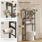 YATINEY Over The Toilet Storage Rack, 4-Tier Freestanding Bathroom Organizer Above Toilet, Toilet Shelf with Detachable Upper Shelves, X-Shaped Back Support, Rustic Brown and Black TR05BR - Image 6