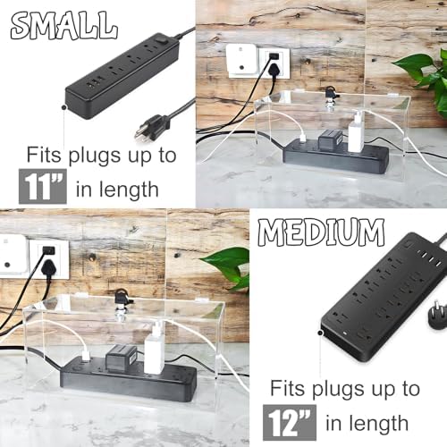 2PC Acrylic Plug Organizer Upgrade,Cable Management Box with Lock,Cable Organizer Box for Surge Protector Power Strip,TV Computer,Cable Wires of Home,Office,Child and Pet Proof - Image 5