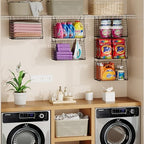 Sonyabecca 3-Pack Hanging Laundry Baskets, Foldable Metal Wire Shelves with 360° Rotating Hooks, Space-Saving Over Washer/Dryer or Closet Storage for Laundry Room & Closet Organization, Black - Image 4