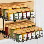 RCHYFEED 2 Tier Height Adjustable Pull Out Spice Rack,13.5" Wx10.5 Dx9.5 H by RCHYFEED