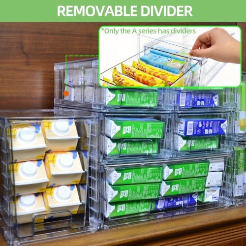 Clear Stackable Acrylic Storage Drawers(4 Pack), Plastic Organizer Bins with Handles, Easy Assembly for Bathroom Kitchen Pantry Cabinet Under Sink Snack Home Storage Solutions - Image 4