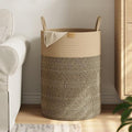 Nunsino Tall Laundry Basket Hamper 95L,Cotton Rope Storage Hamper with Reinforced Handles,Decorative Blanket & Toy Basket for Living Room, Bedroom, Nursery, Dark Brown by Nunsino