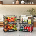 JKsmart 4 Pack XL Stackable Wire Baskets, Pantry Organizers and Storage - Image 2