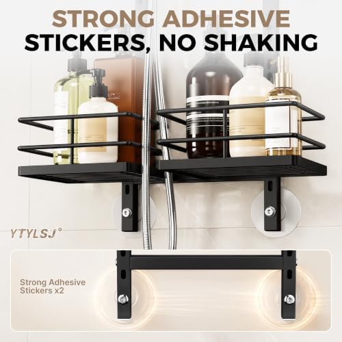 4-Tier Hanging Shower Caddy for Handheld Showerhead, Matte Black - Image 4
