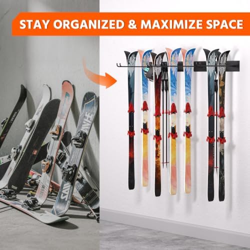 Ultrawall Ski Rack, Wall Mounted Ski Storage Rack, Garage Skis Holder - Image 6