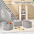 ICERZCZ Small Storage Baskets for Shelves Organizing, Woven Cotton Rope Baskets for Storage, Book Basket, Decorative Shelf Basket, 12.5"Lx9.1''Wx7.9''H (4 Packs) Grey - Image 6