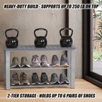 Simple Houseware Wooden Top Shoe Rack Bench for Entryway, Grey - Image 6