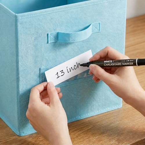 Storage Bins,13 Inch Cube Storage Bin with Labels,6pcs,Sky Blue - Image 4
