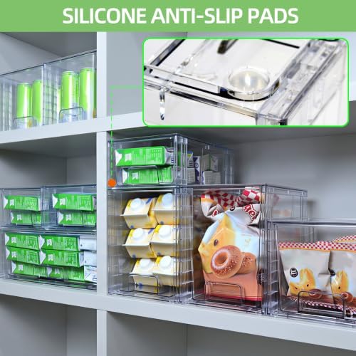Stackable Storage Drawers(5 Pack),High-strength Clear Plastic Multi-purpose Organizer Bins with Handles, Easily Assemble Acrylic Drawers for Bathroom Closet Cabinet Pantry Under Sink - Image 6