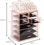 Sorbus Makeup Organizer, 7-Drawer Acrylic 2-Piece Set (Pink) - Image 3