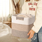 11 Inch Storage Cubes, 3 Pack Cube Storage Bins for Organizing, Cotton Rope Woven Baskets for Shelves, Bathroom, Kids Room, Closets, Baby Nursery - Image 6