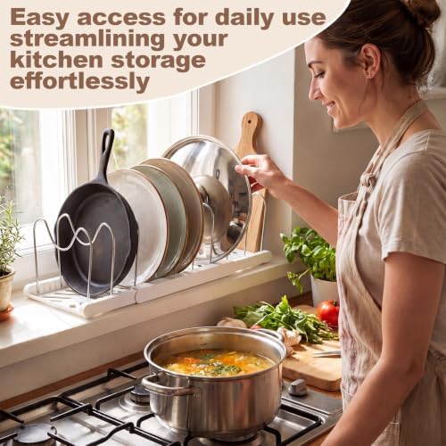 Sieral 4 Pack Expandable Pots and Pans Organizer Under Cabinet,White - Image 6