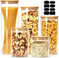 5 Pack Airtight Glass Jars with Bamboo Lids, Glass Food Storage Containers by Flrolove