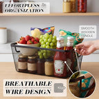 Sawysine 6 Pack Wire Mesh Baskets Wooden Handles, 13.98 x 8.86 x 6.1 Inch - Image 3