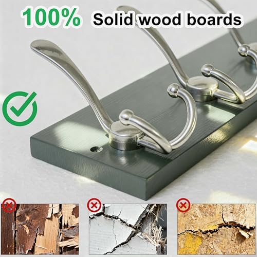 SKOLOO Creations Forest Green Solid Wood Wall Mounted Coat Rack, 5 Hooks, 16-7/8" Long - Kitchen, Mudroom, Entryway, Bathroom - Includes Mounting Hardware, Wall Coat Hanger, Towel Rack - Image 6