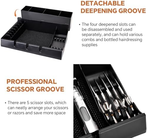 Barber Clippers Station, 15 x 11.8 x 4.3 inch Removable Tray Featuring Dedicated Clippers & Guards Slots and Scissor Razor Slots, for Barber&Salon and Home Stylist Accessories Station Organizer - Image 5