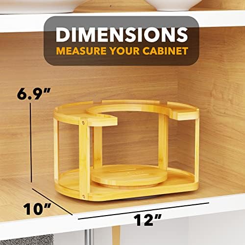 SpaceAid 2 Tier Bamboo Spice Rack Organizer, Lazy Susan Turntable for Cabinet, Home Kitchen Spices Spinning Rotating Shelf Racks for Pantry Seasoning Bottle Holder Storage (Two Tier, Natural) - Image 3