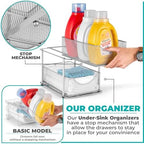 Sorbus Pull-Out Under Sink Organizer, Mesh Construction (Silver, 2 Pack) - Image 4