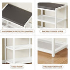 Small Shoe Bench Shoe Rack Storage Bench Entryway Bench Shoe Shelf with Seat Cushion, Stable Shoe Organizer for Entryway, Living Room, Bench Seat Holds Up to 300 lb, (18"L x 12"W x 17"H, White) - Image 6