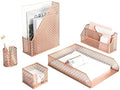 BLU MONACO | Rose Gold Desk Organizer Set | 6 Piece Metal Office Desk Organizer with Mail Sorter, Pen Cup, Sticky Note Holder, Magazine File, Card Holder, Paper Tray | Desk Organizers and Accessories by Blu_Monaco