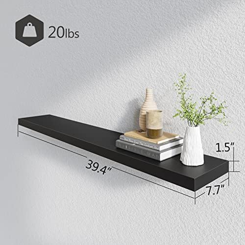 BAMEOS Floating Shelves,40 x 8 Floating Wall Shelves – Extra-Wide Display Shelf with Invisible Brackets, Set of 2 | Accent Décor Shelf for Bedroom, Living Room, Home Office & Salon Display Black - Image 6
