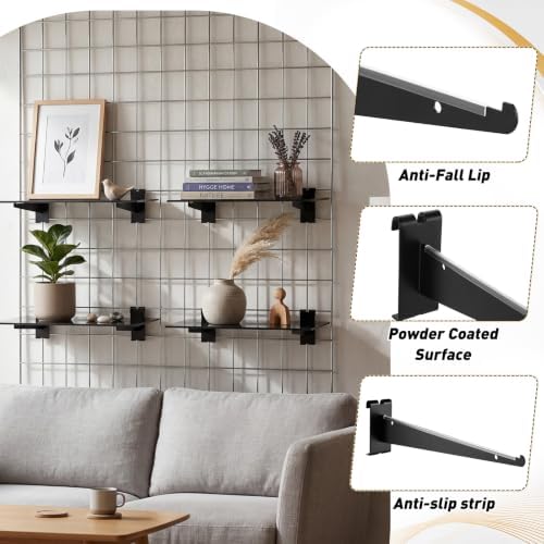4 Pack Gridwall Acrylic Shelf with Metal Brackets,16 x 8 Inches - Image 4