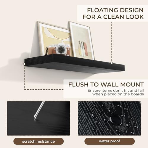 RICHFOCUS Bathroom Floating Shelves for Wall 2Pack|Black|32" L - Image 6