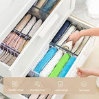 Wardrobe Clothes Organizer 7 Grids Portable Closet Organizer Mesh Separation Storage Box Foldable Closet Drawer Organizer for Underwear Socks Scarves Leggings (Grey, 4 Leggings Grid) - Image 3