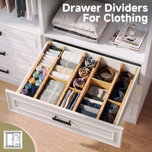 Deep Drawer Dividers For Clothes,Expandable Drawer Organizer (6, Long) - Image 2