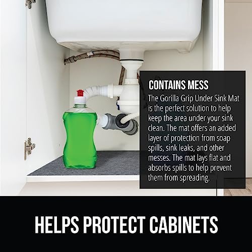 GORILLA GRIP LeakGuard Under Sink Mat for Kitchen Cabinet, 24x60 Charcoal - Image 3