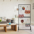 3' x 6' Grid Wall Panels Standing Wire Grid, Sturdy Display Rack with T-Base Wheels Freestanding Gridwall Panel Tower for Shows, Black - Image 2