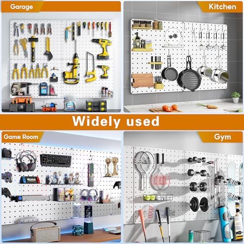 Peg Board, 110pcs Metal Pegboard Kit, Includes 4 Pack White Peg Board Panels with Accessories and Hook Locks, Large Heavy Duty Peg Boards for Walls Home, Garage Tool Storage, Workbench - Image 7