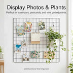 Kaforise Painted Wire Wall Grid Panel, Multifunction Photo Hanging Display and Wall Storage Organizer, Pack of 2, Size:23.6"x 23.6", Square Black - Image 3